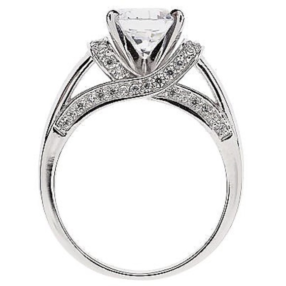 Diamonique 2.35 cttw 100 Facet Fancy Gallery Ring - Picture 2 of 3